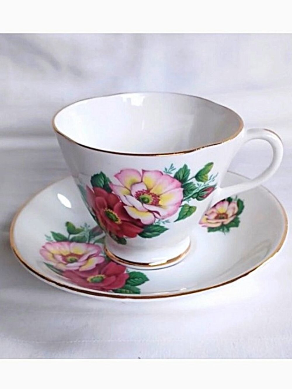 Royal Stuart Spencer Stevenson England Vintage Bone China Floral Teacup & Saucer
